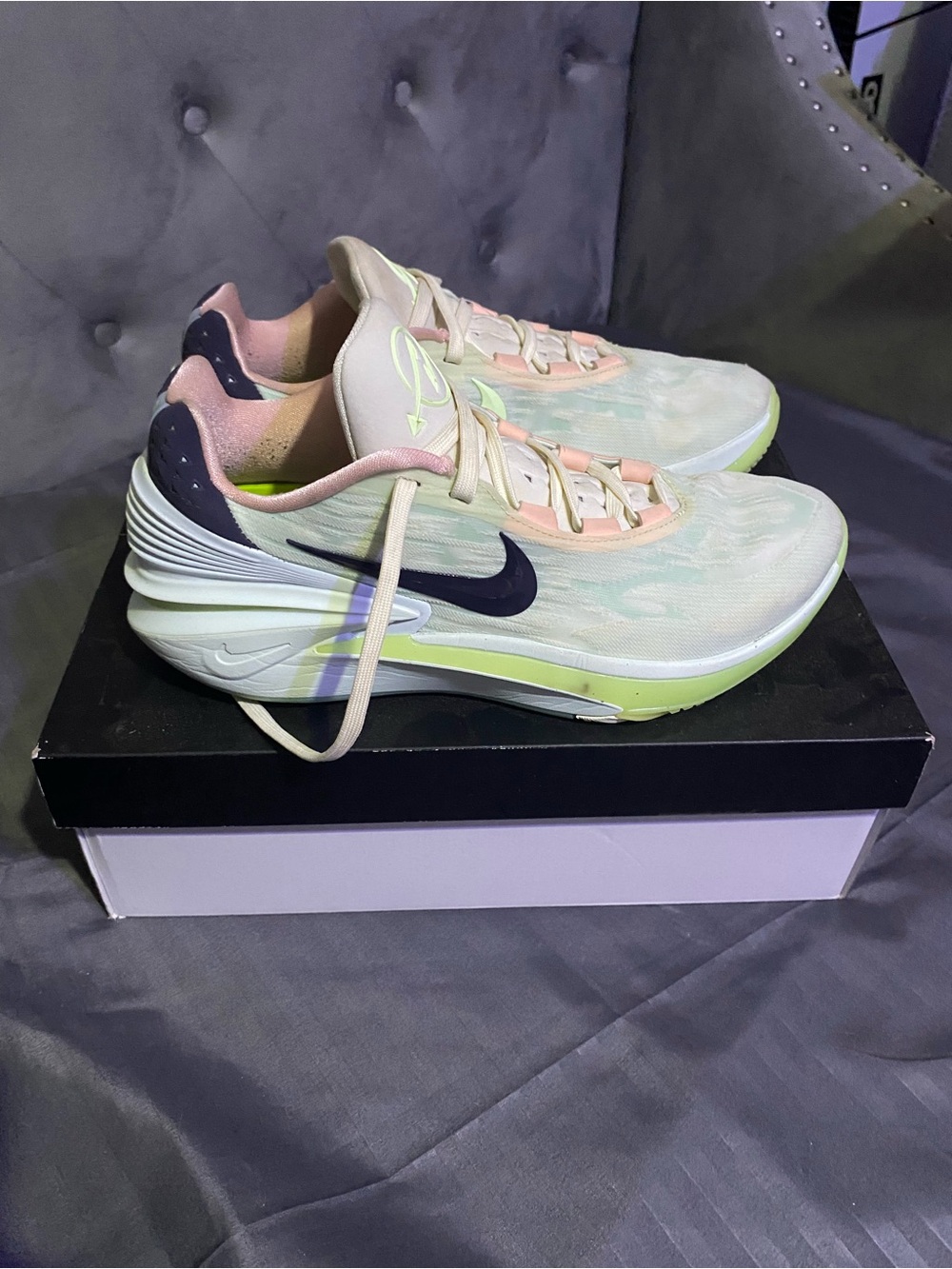 Nike Athletic Running Shoes - Pale Pink, Lime & Navy